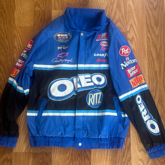 New Men's Racing Dale Earnhardt Jr Oreo Ritz Nylon Windbreaker Jacket L - Picture 1 of 5